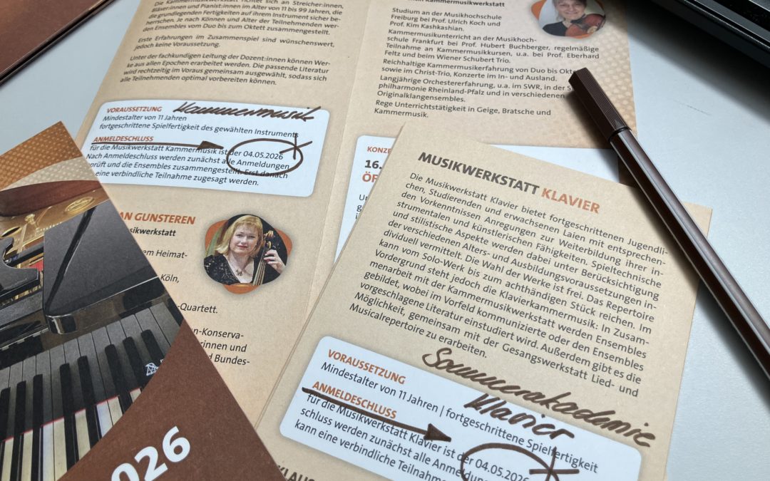 Sommerakademie – Anmeldeschluss für Klavier und Kammermusik